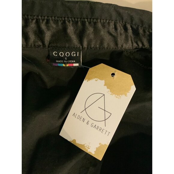 COOGI Black Mini Short Sleeve Jewel Belted Logo Shirt Dress, Size Small - Picture 7 of 7